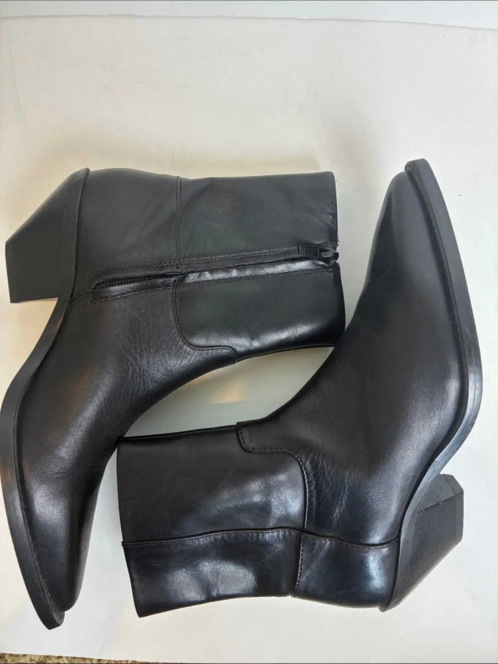 Zara leather cowboy ankle boot booties black EU 36 1122/010 western rodeo - Picture 15 of 16